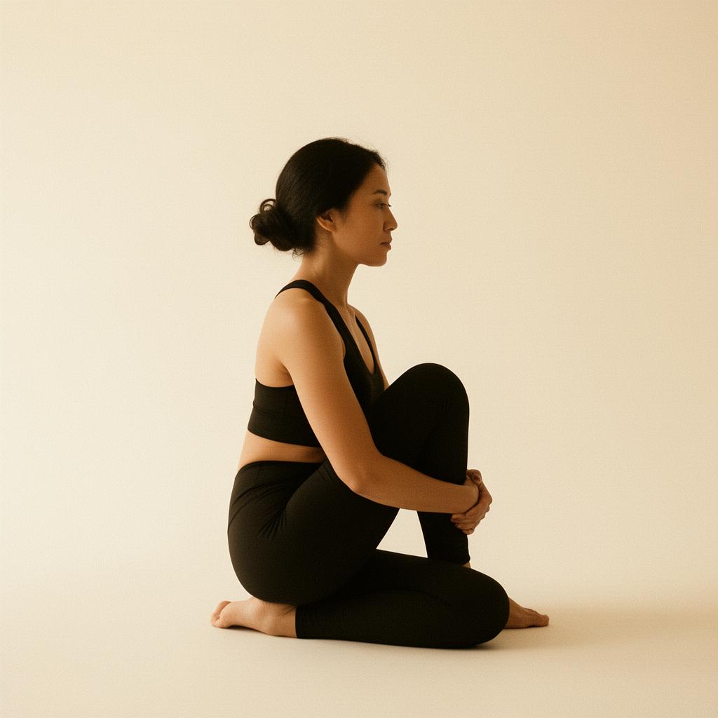 A woman in a quiet yoga pose